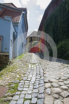 Sighisoara, Romania. Brick, pavement.