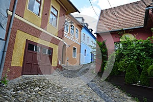 Sighisoara, Romania. Brick, pavement.