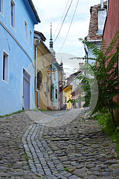 Sighisoara, Romania. Brick, pavement.