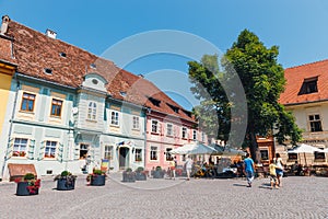 Walking around the historic town Sighisoara. City in which was born Vlad Tepes, Dracula