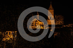 Sighnaghi chapel at night