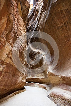 The sight of Al-Siq, the gorge in the rock of Petra