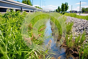 sight of a bio-swale for stormwater management