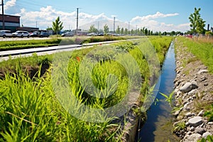 sight of a bio-swale for stormwater management