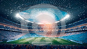 The sight of confetti cascading down onto the football field. Generative AI