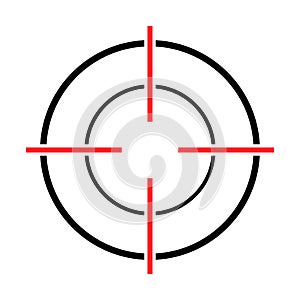 Sight gun vector icon. Modern target illustration of crosshair symbol for web design. Cross mark dot