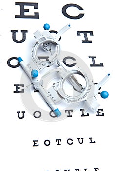 Sight measuring spectacles & eye chart