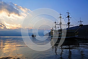 Sight seeing ships on Lake Ashi, Japan