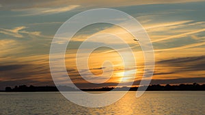 The sight of the sunset from Lachine Lighthouse in Montreal, Quebec, Canada.