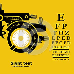 Sight test. Diagnosis of vision. Eye test frame. Vision test. Check Eyesight