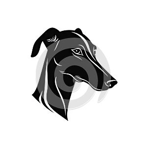 Sighthound Icon, Dog Black Silhouette, Puppy Pictogram, Pet Outline, Sighthound Symbol Isolated