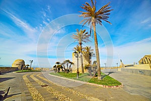 Sighting tower and palm trees in Alghero