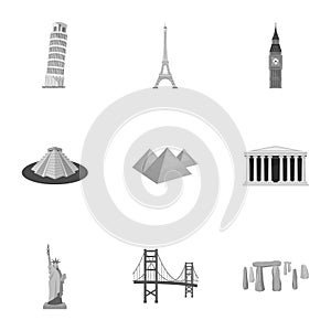 Sights of the countries of the world. Famous buildings and monuments of different countries and cities. Countries icon