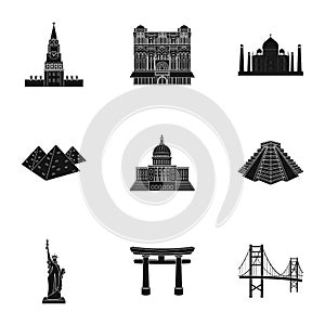 Sights of the countries of the world. Famous buildings and monuments of different countries and cities. Countries icon