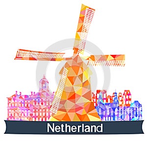 Sights Netherlands, vector illustration