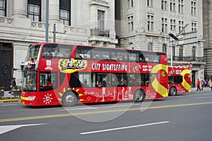 Sightseeing bus in the bund Shanghai