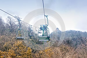 Sightseeing Cable Car from Buddhist Tianmen Temple within Tianmenshan National Forest Park, Zhangjiajie, Hunan,China