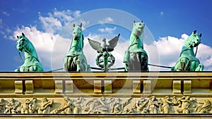 Sightseeing in the capital of Germany. Brandenburg Gate in Berlin.