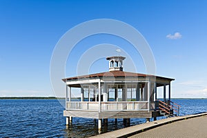 Sightseeing of Haapsalu. The Baltic sea promenade in the centre of Haapsalu, a beautiful summer view, Estonia.