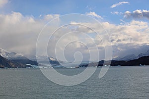 Sightseeing Rios de Hielo Cruise ship boat near glaciers Upsala and Spegazzini in Patagonia, Argentina