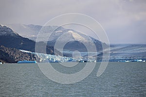 Sightseeing Rios de Hielo Cruise ship boat near glaciers Upsala and Spegazzini in Patagonia, Argentina photo