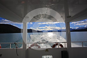 Sightseeing Rios de Hielo Cruise ship boat near glaciers Upsala and Spegazzini in Patagonia, Argentina photo