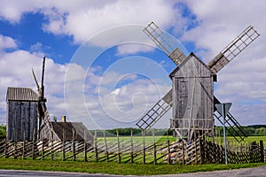 Angla windmills - traditional wooden mills, a popular tourist attraction, Saaremaa island photo