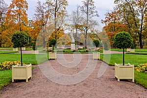 Picturesque Park in autumn in Gatchina town