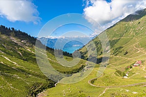 Sightseeing by the steam train in swiss alps