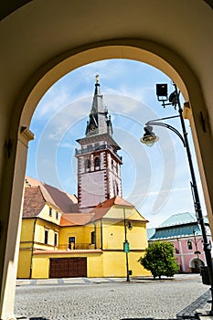 Sightseeing tower of the late gothic decanal Church of the Assumption of the Virgin Mary in Chomutov, Czech Republic