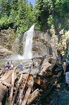 Sightseers at Franklin Falls 2 photo