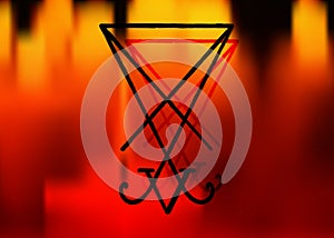 A sigil of Lucifer. Grunge styled distressed demonology illustration: Lucifer sigil isolated. Satan Devil Lucifer sigil photo