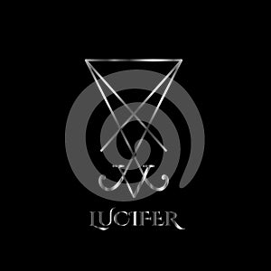 Sigil of Lucifer- A symbol of satanic god Lucifer in silver photo