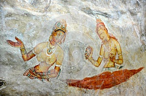 The Sigiriya Frescoes, Dambulla, Sri Lanka