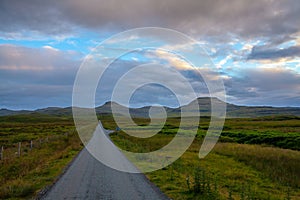 Sigle road landscape on the isle of Skye Scotland