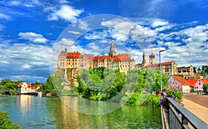 Sigmaringen Castle on a bank of the Danube River in Baden-Wurttemberg, Germany