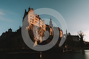 Sigmaringen Castle by starry night in the moonlight