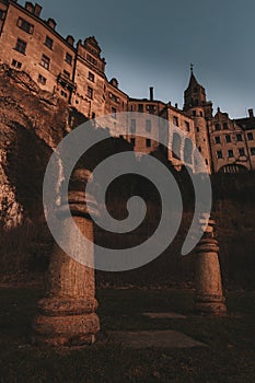 Sigmaringen Castle by starry night in the moonlight