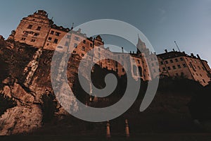 Sigmaringen Castle by starry night in the moonlight