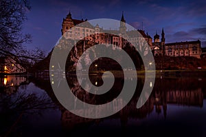 Sigmaringen Castle by starry night in the moonlight