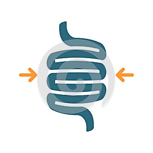 Sigmoid colon volvulus colored icon. Diseases internal organ, intestine symbol