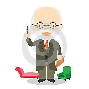 Sigmund Freud cartoon character. Vector Illustration. photo