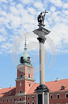 Sigmund's Column and Royal Castle in Wrasaw