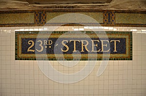 Sign of 23rd Street subway in Mosaic Tile, NYC photo