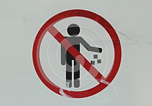 the sign abandons the garbage on white ground