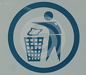 the sign abandons the garbage on white ground