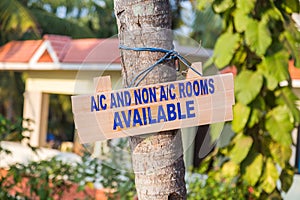 Sign Advertising Air and Non Air Conditioned Rooms photo