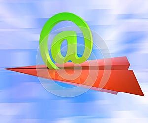 At Sign Aeroplane Shows E-mail Sending Post