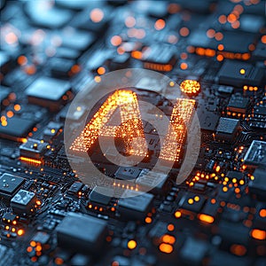 Sign AI artificial intelligence. AI technologies, robotic, programming. Robot artificial intelligence.