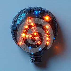 Sign AI artificial intelligence. AI technologies, robotic, programming. Robot artificial intelligence.